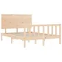 Bed frame with solid wood headboard 140x190 cm by , Beds and slatted bases - Ref: Foro24-3193381, Price: 137,13 €, Discount: %