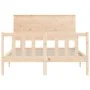 Bed frame with solid wood headboard 140x190 cm by , Beds and slatted bases - Ref: Foro24-3193381, Price: 137,13 €, Discount: %