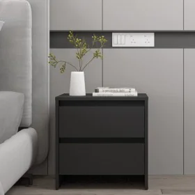 Black engineered wood nightstand 45x34.5x44.5 cm by vidaXL, Nightstands - Ref: Foro24-809847, Price: 41,54 €, Discount: %