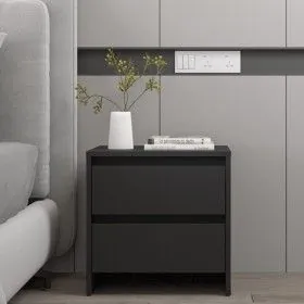 Mesita de noche madera de ingeniería negro 45x34,5x44,5 cm de vidaXL, Mesitas de noche - Ref: Foro24-809847, Precio: 41,54 €,...