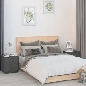 Mesitas de noche 2 uds madera maciza pino gris 40x34x45 cm de vidaXL, Mesitas de noche - Ref: Foro24-818330, Precio: 96,30 €,...
