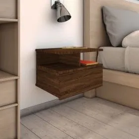 Mesita de noche flotante madera marrón roble 40x31x27 cm de vidaXL, Mesitas de noche - Ref: Foro24-815316, Precio: 43,16 €, D...