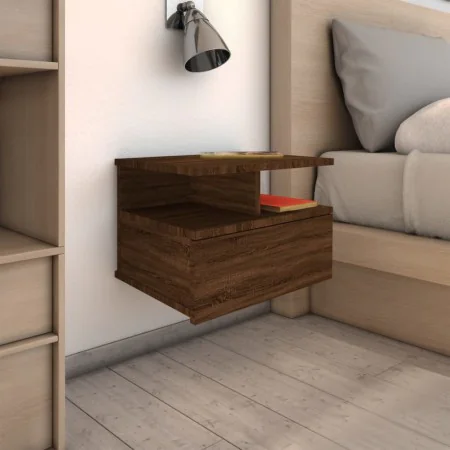 Mesita de noche flotante madera marrón roble 40x31x27 cm de vidaXL, Mesitas de noche - Ref: Foro24-815316, Precio: 43,16 €, D...
