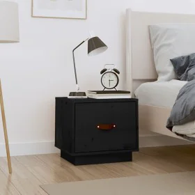 Mesita de noche madera maciza de pino negro 40x34x35 cm de vidaXL, Mesitas de noche - Ref: Foro24-818293, Precio: 37,72 €, De...