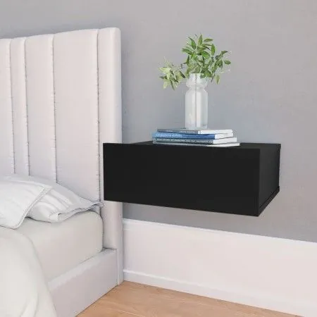 Schwebender Nachttisch aus schwarzem Sperrholz, 40 x 30 x 15 cm von vidaXL, Nachttische - Ref: Foro24-800308, Preis: 32,89 €,...