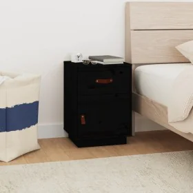 Solid black pine wood bedside table 40x34x55 cm by vidaXL, Nightstands - Ref: Foro24-818313, Price: 50,02 €, Discount: %