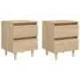Nightstands 2 pcs Sonoma oak wood legs 40x35x50 cm by vidaXL, Nightstands - Ref: Foro24-805858, Price: 79,32 €, Discount: %