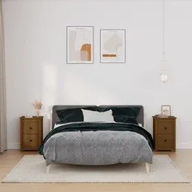 Mesitas de noche 2 uds madera de pino marrón miel 40x35x61,5 cm de vidaXL, Mesitas de noche - Ref: Foro24-820953, Precio: 88,...