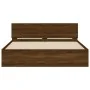 Estructura de cama con cabecero marrón roble 150x200 cm de , Camas y somieres - Ref: Foro24-3207482, Precio: 220,23 €, Descue...