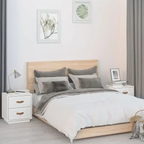 Mesitas de noche 2 uds madera maciza pino blanco 40x34x45 cm de vidaXL, Mesitas de noche - Ref: Foro24-818328, Precio: 86,27 ...