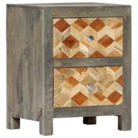 Mesita de noche madera maciza de mango gris 40x30x50 cm de vidaXL, Mesitas de noche - Ref: Foro24-282734, Precio: 122,33 €, D...