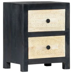 Mesita de noche tallada madera maciza de mango gris 40x30x50 cm de vidaXL, Mesitas de noche - Ref: Foro24-282722, Precio: 110...