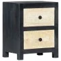 Mesita de noche tallada madera maciza de mango gris 40x30x50 cm de vidaXL, Mesitas de noche - Ref: Foro24-282722, Precio: 110...