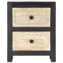 Mesita de noche tallada madera maciza de mango gris 40x30x50 cm de vidaXL, Mesitas de noche - Ref: Foro24-282722, Precio: 110...