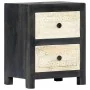 Mesita de noche tallada madera maciza de mango gris 40x30x50 cm de vidaXL, Mesitas de noche - Ref: Foro24-282722, Precio: 110...