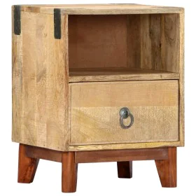 Mesita de noche madera maciza de mango rugosa 40x30x52 cm de vidaXL, Mesitas de noche - Ref: Foro24-282744, Precio: 106,12 €,...