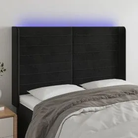 Cabecero con LED de terciopelo negro 147x16x118/128 cm de vidaXL, Cabeceros y pies de cama - Ref: Foro24-3124238, Precio: 97,...