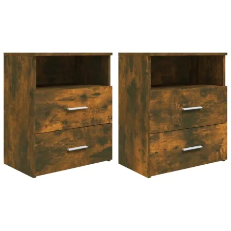Mesitas de noche 2 uds color roble ahumado 50x32x60 cm de vidaXL, Mesitas de noche - Ref: Foro24-815859, Precio: 62,27 €, Des...