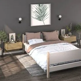 Mesita de noche de pared 2 uds color roble Sonoma de vidaXL, Mesitas de noche - Ref: Foro24-810942, Precio: 52,16 €, Descuent...