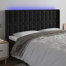 Cabecero con LED de terciopelo negro 183x16x118/128 cm de vidaXL, Cabeceros y pies de cama - Ref: Foro24-3124544, Precio: 137...