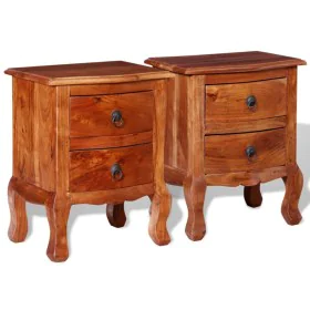 Mesitas de noche con cajones 2 uds madera maciza de acacia de vidaXL, Mesitas de noche - Ref: Foro24-243972, Precio: 202,58 €...