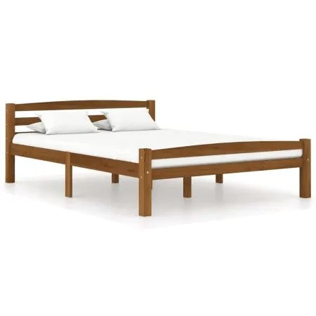 Estructura de cama madera maciza pino marrón miel 140x200 cm de vidaXL, Camas y somieres - Ref: Foro24-322078, Precio: 153,43...