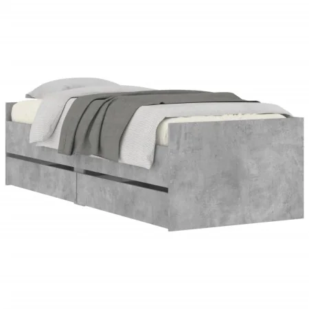 Concrete gray bed frame with drawers 75x190 cm by , Beds and slatted bases - Ref: Foro24-3207360, Price: 135,47 €, Discount: %