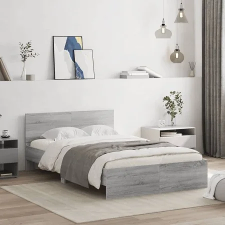 Estructura de cama con cabecero gris Sonoma 120x200 cm de , Camas y somieres - Ref: Foro24-3207495, Precio: 155,32 €, Descuen...