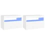 Mesita de noche luces LED 2 uds contrachapada blanco 60x35x40cm de vidaXL, Mesitas de noche - Ref: Foro24-3082775, Precio: 85...