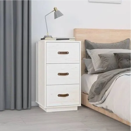 Mesita de noche madera maciza de pino blanco 40x40x75 cm de vidaXL, Mesitas de noche - Ref: Foro24-818337, Precio: 78,46 €, D...