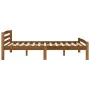 Solid pine wood bed frame honey brown 140x200 cm by vidaXL, Beds and slatted bases - Ref: Foro24-322078, Price: 153,43 €, Dis...