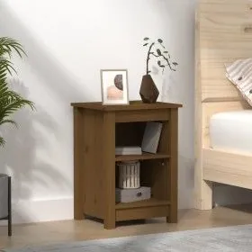 Mesita de noche madera maciza de pino marrón miel 40x35x55 cm de vidaXL, Mesitas de noche - Ref: Foro24-820962, Precio: 55,51...