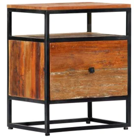 Mesita de noche de madera maciza reciclada y acero 40x30x50 cm de vidaXL, Mesitas de noche - Ref: Foro24-282725, Precio: 72,0...