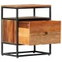 Mesita de noche de madera maciza reciclada y acero 40x30x50 cm de vidaXL, Mesitas de noche - Ref: Foro24-282725, Precio: 72,0...