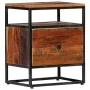 Mesita de noche de madera maciza reciclada y acero 40x30x50 cm de vidaXL, Mesitas de noche - Ref: Foro24-282725, Precio: 72,0...