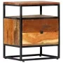 Mesita de noche de madera maciza reciclada y acero 40x30x50 cm de vidaXL, Mesitas de noche - Ref: Foro24-282725, Precio: 72,0...