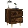 Mesita de noche patas madera maciza roble ahumado 40x35x50 cm de vidaXL, Mesitas de noche - Ref: Foro24-813122, Precio: 31,36...