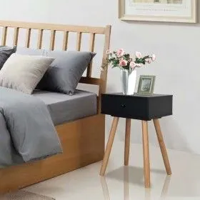 Mesitas de noche 2 uds. madera maciza de pino 40x30x61 cm negro de vidaXL, Mesitas de noche - Ref: Foro24-244741, Precio: 86,...