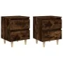 Mesitas de noche 2 uds patas madera roble ahumado 40x35x50 cm de vidaXL, Mesitas de noche - Ref: Foro24-813123, Precio: 56,40...