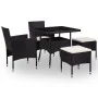 Muebles de jardín 5 piezas ratán sintético y vidrio negro de vidaXL, Conjuntos de jardín - Ref: Foro24-46175, Precio: 229,21 ...