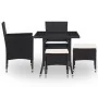 Muebles de jardín 5 piezas ratán sintético y vidrio negro de vidaXL, Conjuntos de jardín - Ref: Foro24-46175, Precio: 229,21 ...