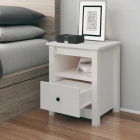 Mesita de noche madera maciza de pino blanco 40x35x49 cm de vidaXL, Mesitas de noche - Ref: Foro24-813711, Precio: 56,91 €, D...