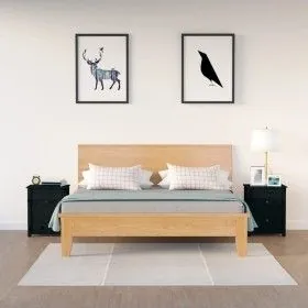 Mesitas de noche 2 uds madera maciza de pino negra 50x35x61,5cm de vidaXL, Mesitas de noche - Ref: Foro24-813688, Precio: 113...