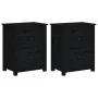 Mesitas de noche 2 uds madera maciza de pino negra 50x35x61,5cm de vidaXL, Mesitas de noche - Ref: Foro24-813688, Precio: 113...