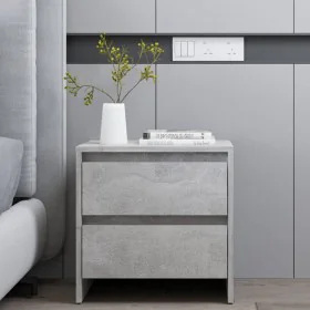 Mesita de noche madera ingeniería gris hormigón 45x34,5x44,5 cm de vidaXL, Mesitas de noche - Ref: Foro24-809853, Precio: 45,...