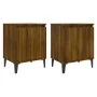 Mesitas de noche con patas de metal marrón roble 40x30x50 cm de vidaXL, Mesitas de noche - Ref: Foro24-813121, Precio: 39,64 ...