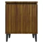 Mesitas de noche con patas de metal marrón roble 40x30x50 cm de vidaXL, Mesitas de noche - Ref: Foro24-813121, Precio: 39,64 ...