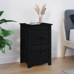 Mesita de noche madera maciza de pino negro 40x35x61,5 cm de vidaXL, Mesitas de noche - Ref: Foro24-820954, Precio: 49,21 €, ...