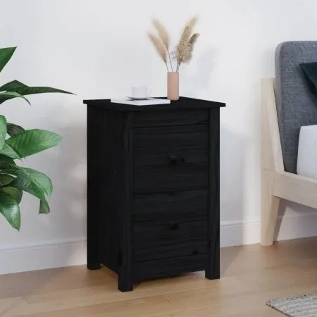 Mesita de noche madera maciza de pino negro 40x35x61,5 cm de vidaXL, Mesitas de noche - Ref: Foro24-820954, Precio: 49,21 €, ...