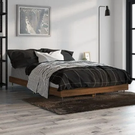 Estructura de cama madera contrachapada marrón roble 120x190 cm de vidaXL, Camas y somieres - Ref: Foro24-832196, Precio: 98,...